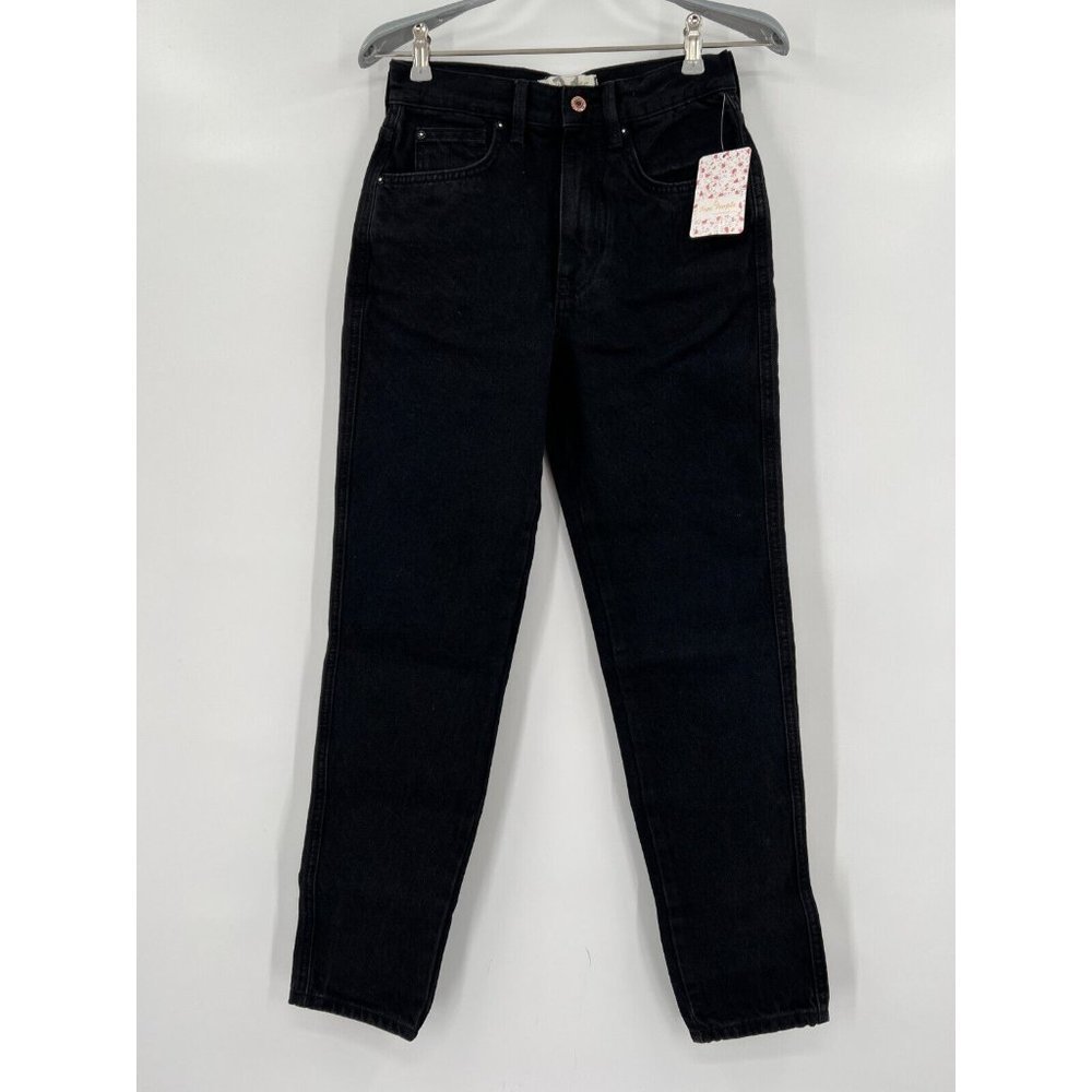 Free People x We The Free Stove Pipe Jeans in Black Out sz 24 High Rise Straight